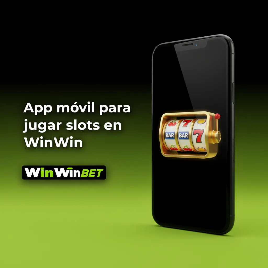 Interfaz clara de la app de casino WinWin con lobby de slots, filtros por tema y RTP, y botón Girar.