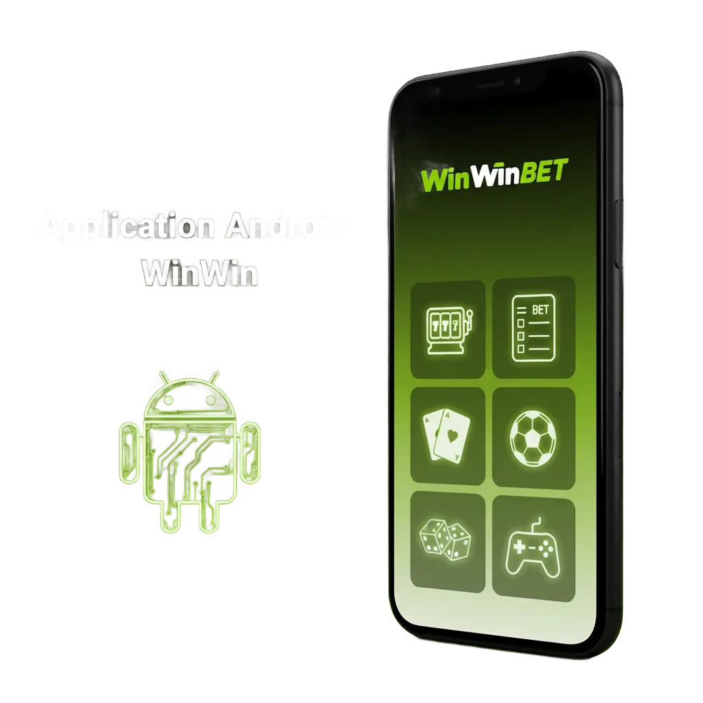 Capture de l’application Android WinWin, gratuite, pour paris et casino, reprenant les fonctions clés du site mobile.