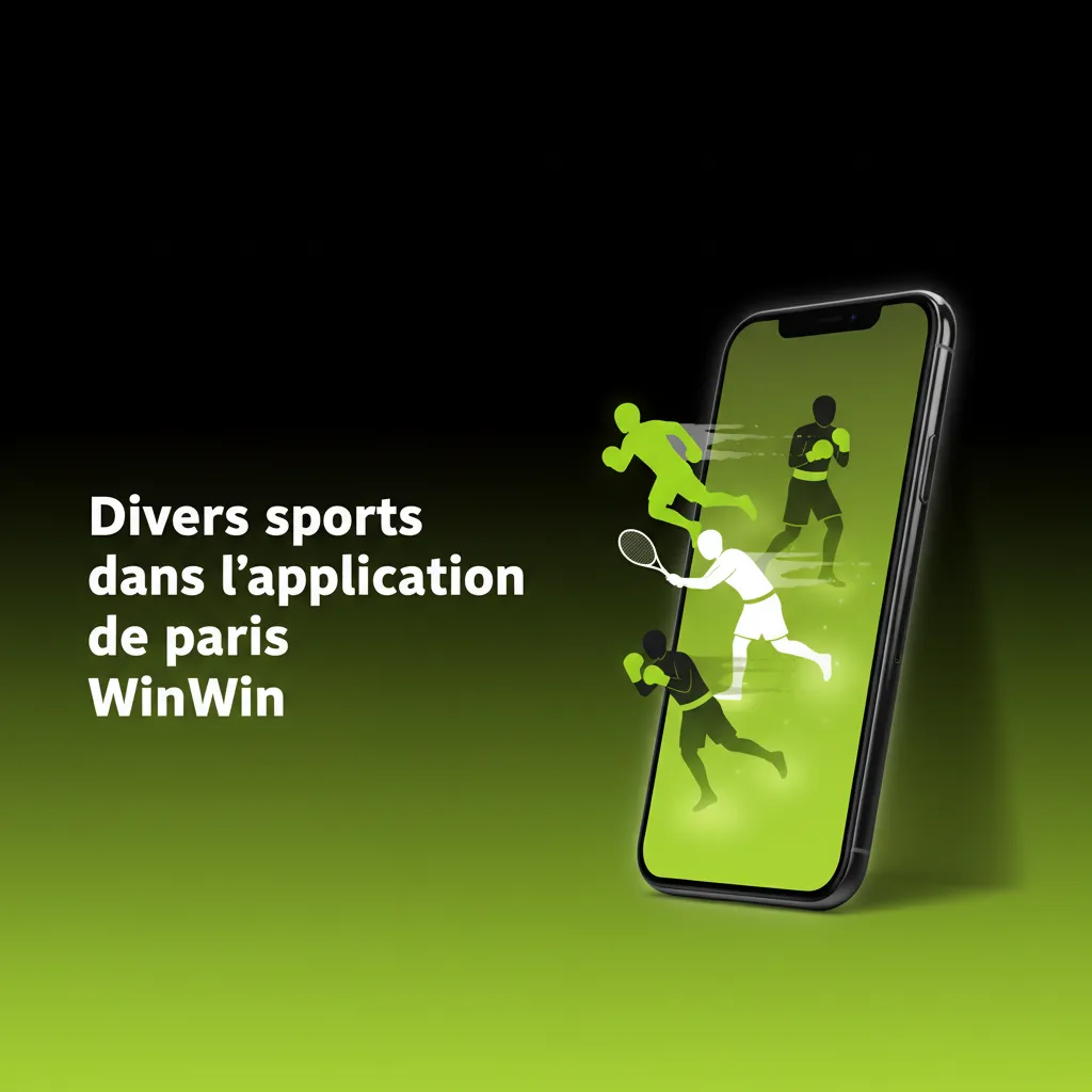 Écran de l’app WinWin: paris LIVE et pré‑match multi‑sports (foot, tennis, basket, MMA, e‑sports) avec stats et calendrier.