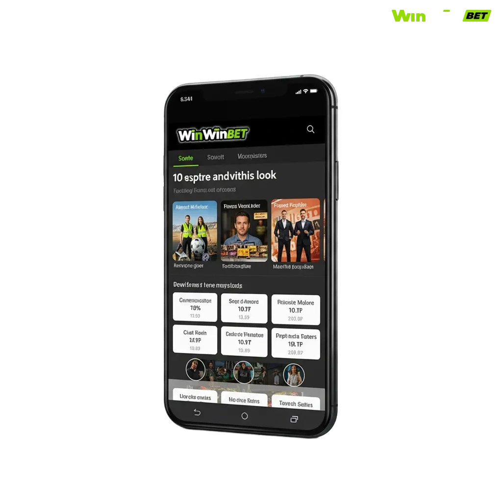 WinWin app download banner for Android (APK) and iOS, with betting/casino features, multiple payments, 200% bonus + 150 FS.