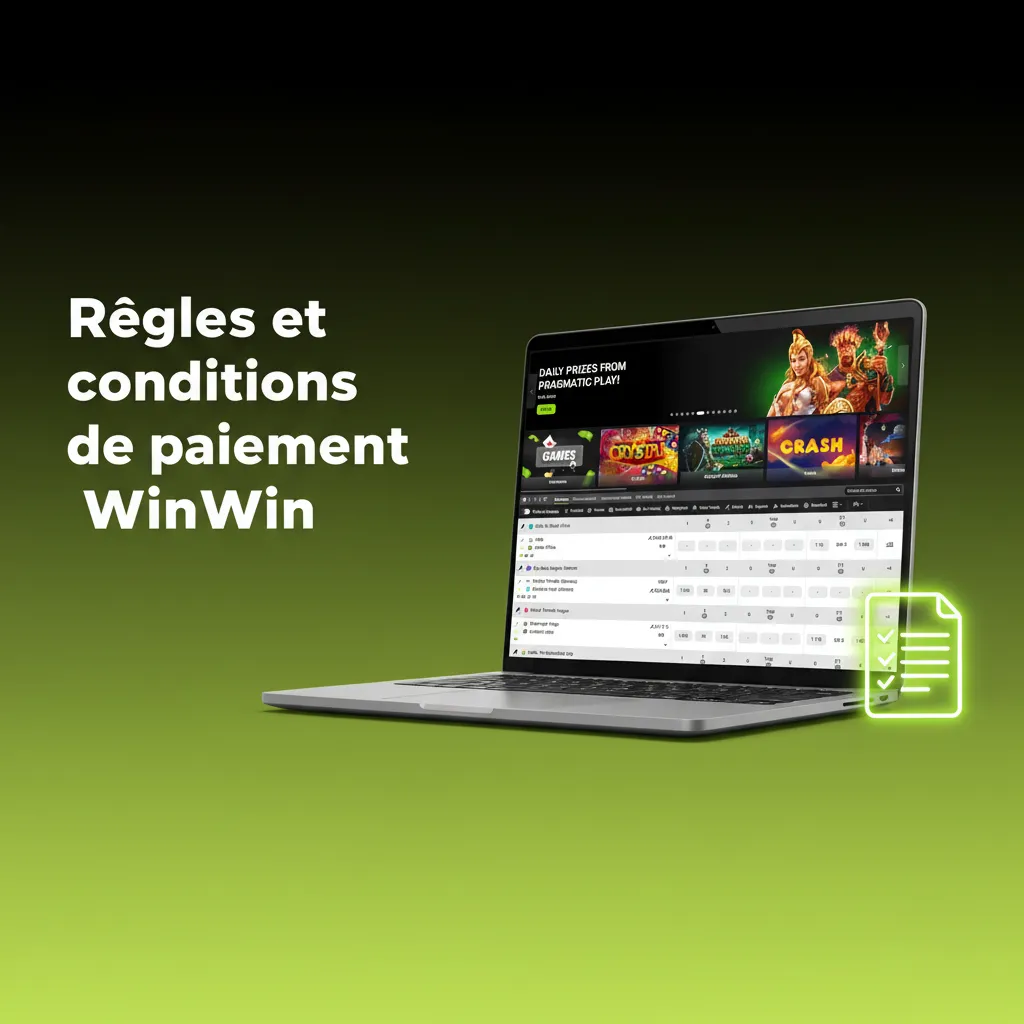 Infographie WinWin: règles de paiement — KYC, retrait même méthode, bonus, limites, contrôles de sécurité.
