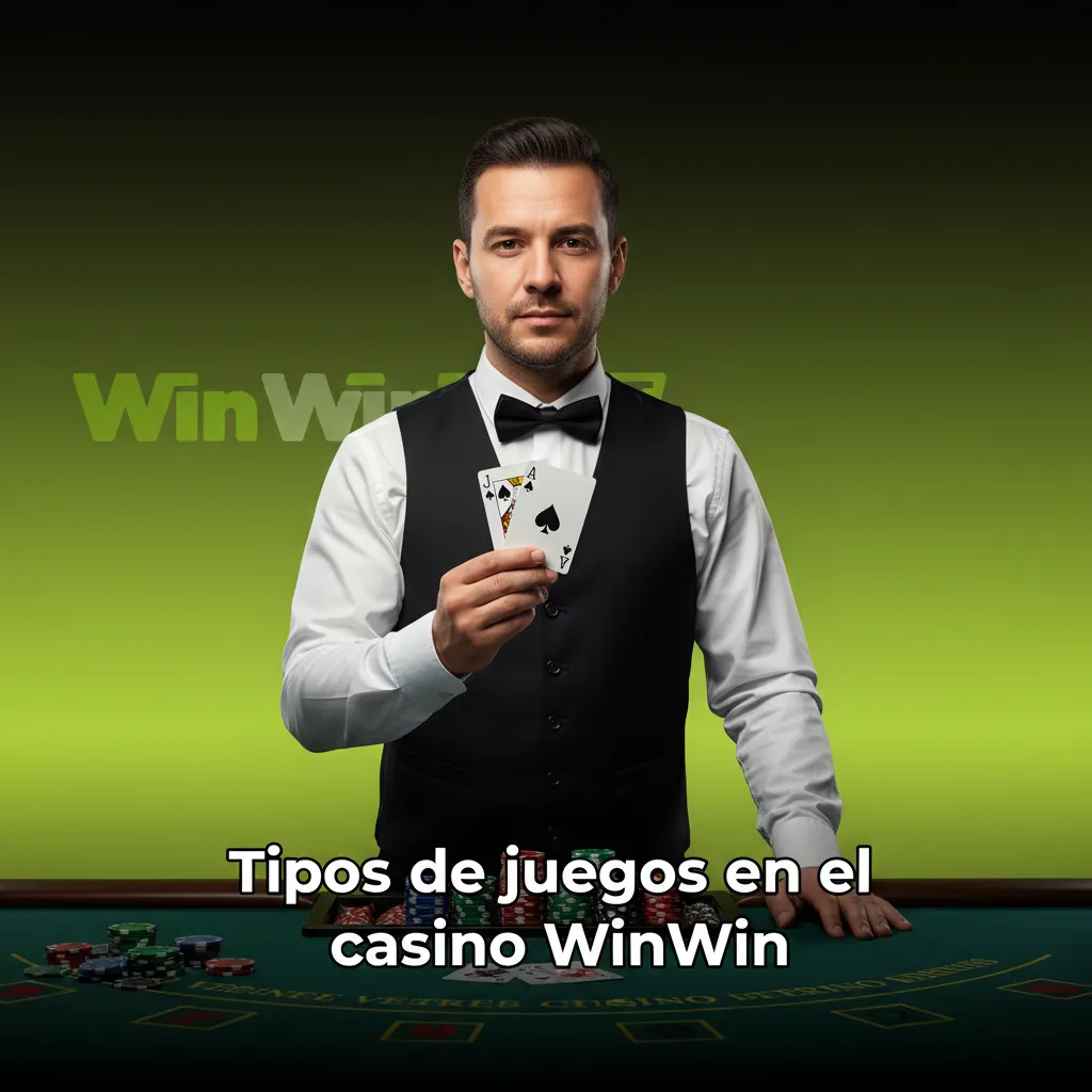 Collage del casino WinWin con categorías: tragaperras, crash, mesa, videopóker, rasca y jackpots progresivos.