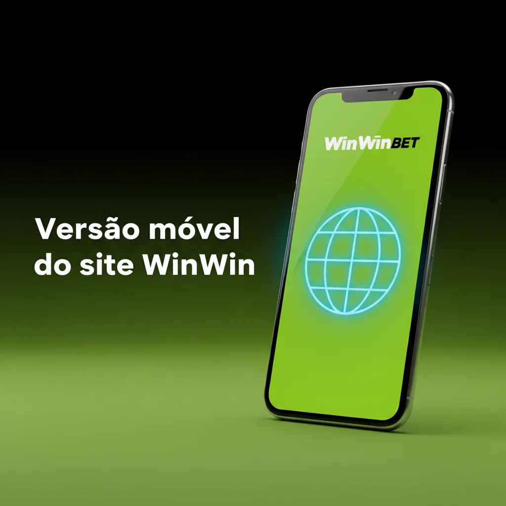 Smartphone com a versão móvel do site WinWin; apostas e casino no browser, sem instalar software.