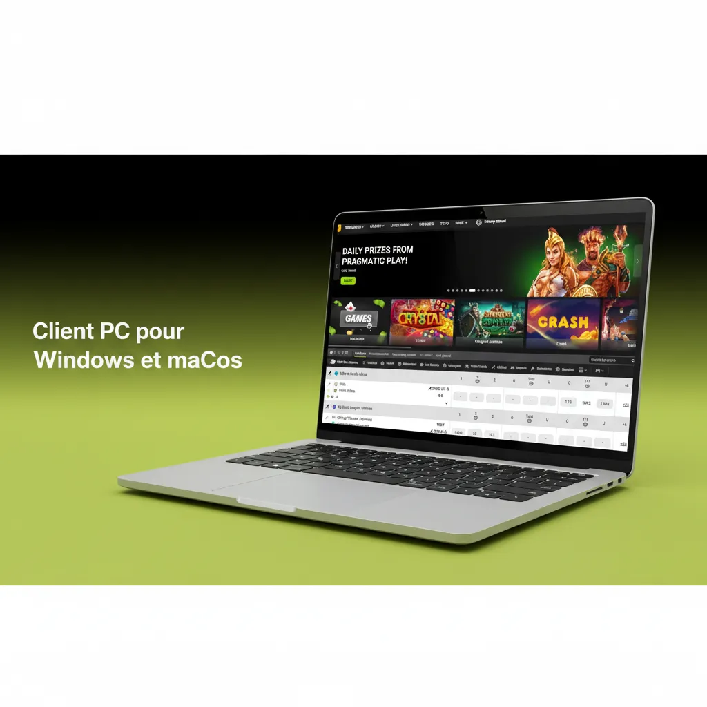 Client PC Windows et macOS, sans logiciel dédié: pariez et jouez sur le site officiel via un navigateur à jour.