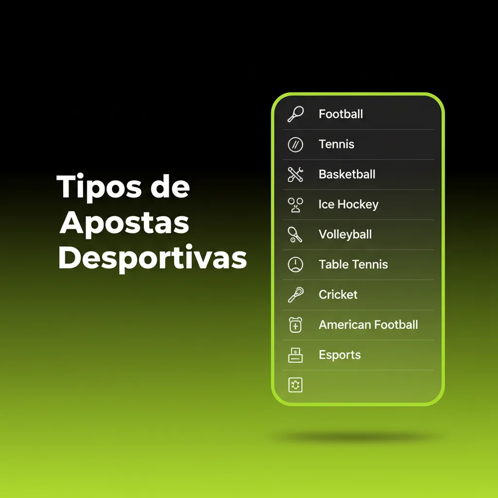 Tipos de Apostas Desportivas: pré‑jogo e ao vivo; futebol, basquetebol, críquete e ténis; slip simples, múltiplas e sistemas