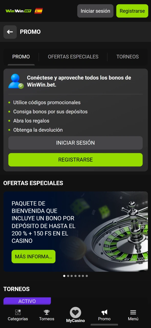 Inicia sesión y obtén muchos bonos del casino WinWin.
