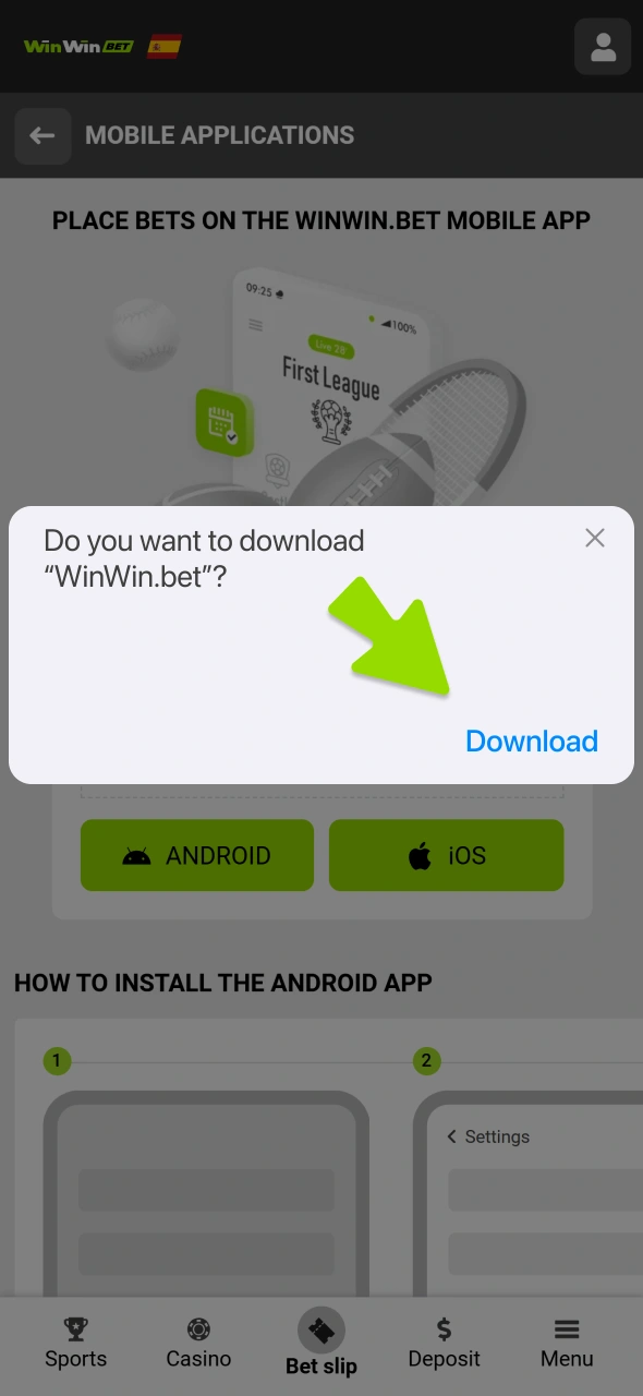 Agree to download WinWin iOs app.