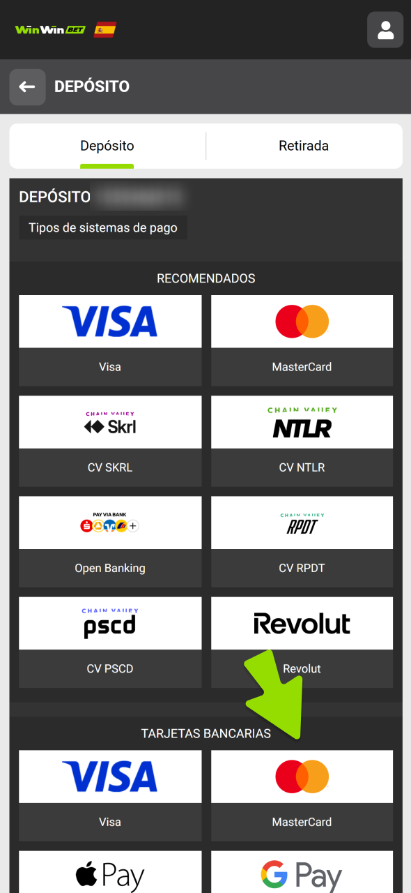 Haz un depósito para obtener tu bono de bienvenida de WinWin.