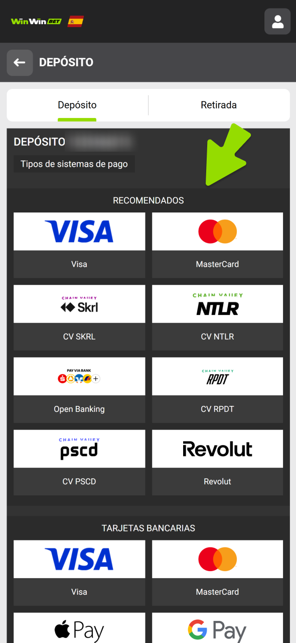 Realiza tu primer depósito para obtener el bono de bienvenida de WinWin.