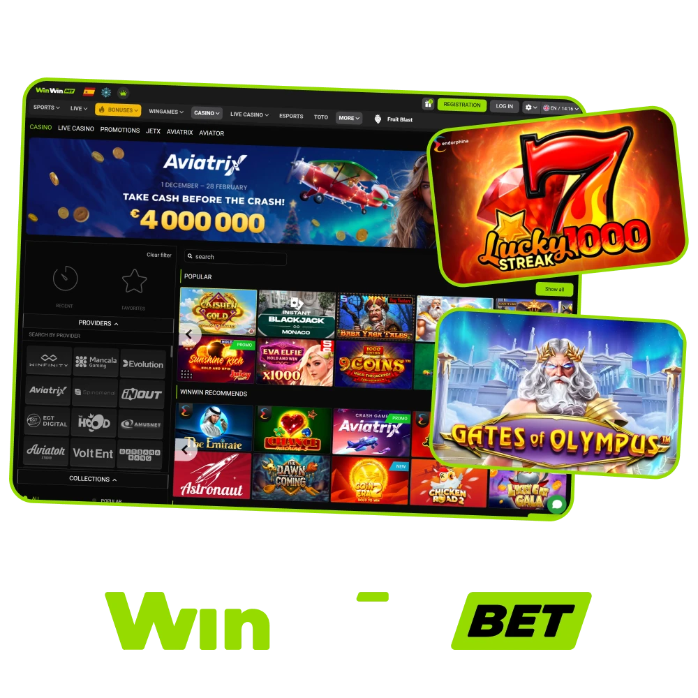Play a massive variety of games, slots, and live tables at WinWin online casino.