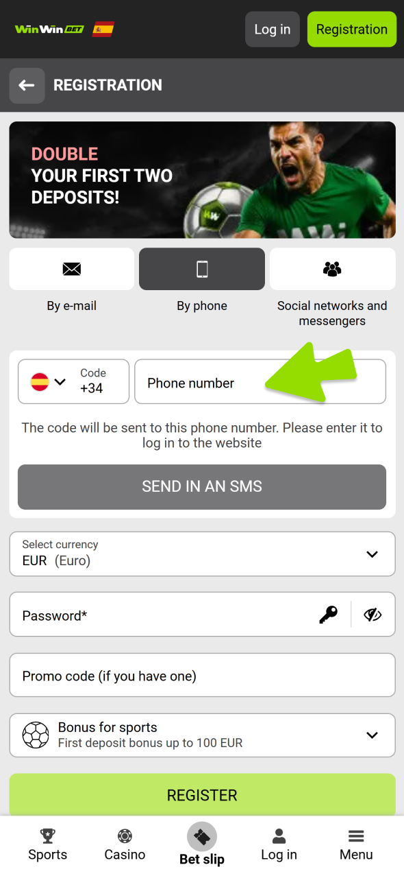 Make a WinWin account to start playing casino games.