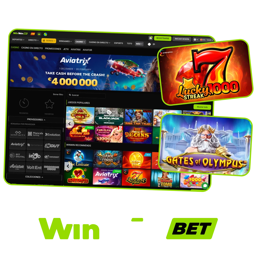 Disfruta de una gran variedad de juegos, tragamonedas y mesas en vivo en el casino en línea WinWin.