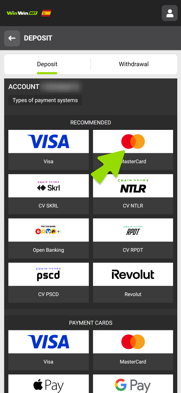 Make your first WinWin deposit to start betting.