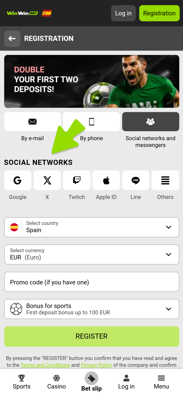 Start betting with creating your WinWin account.