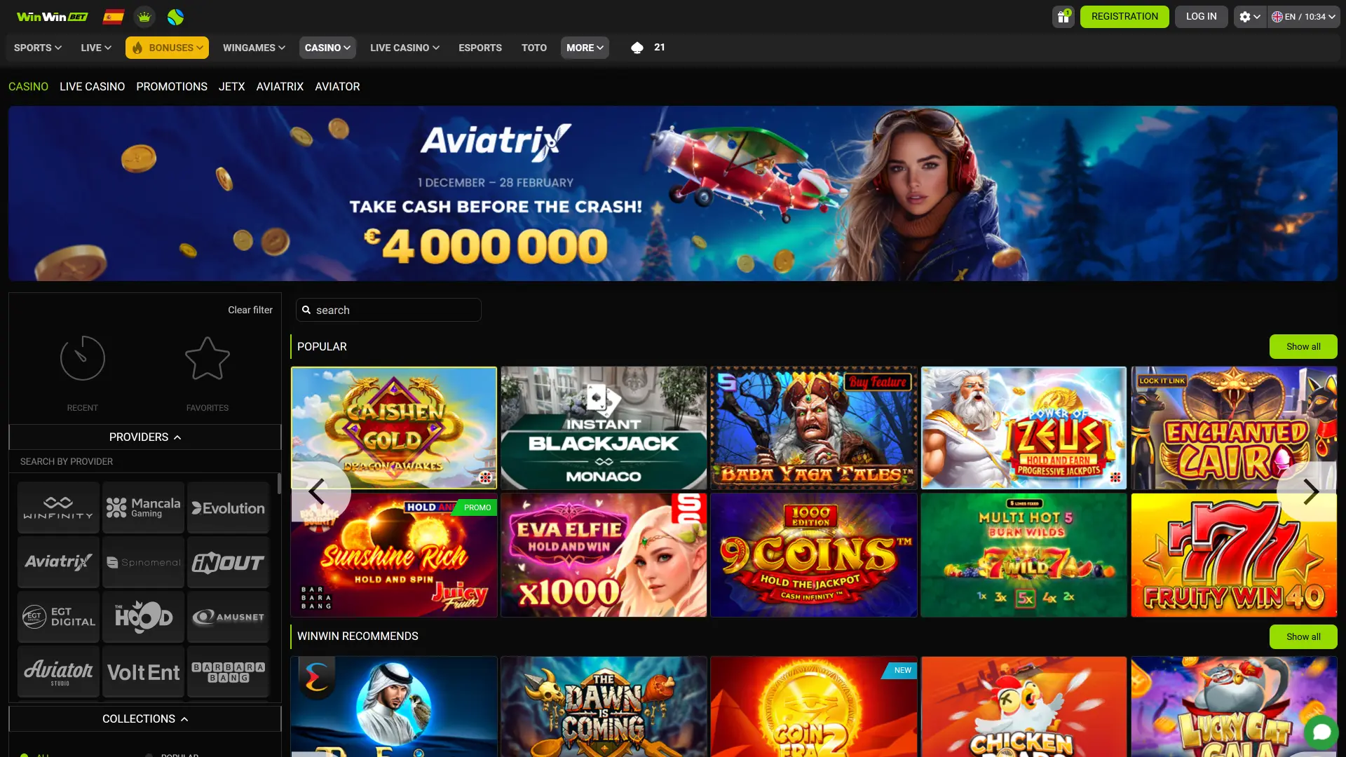 Check WinWin casino page for many games.