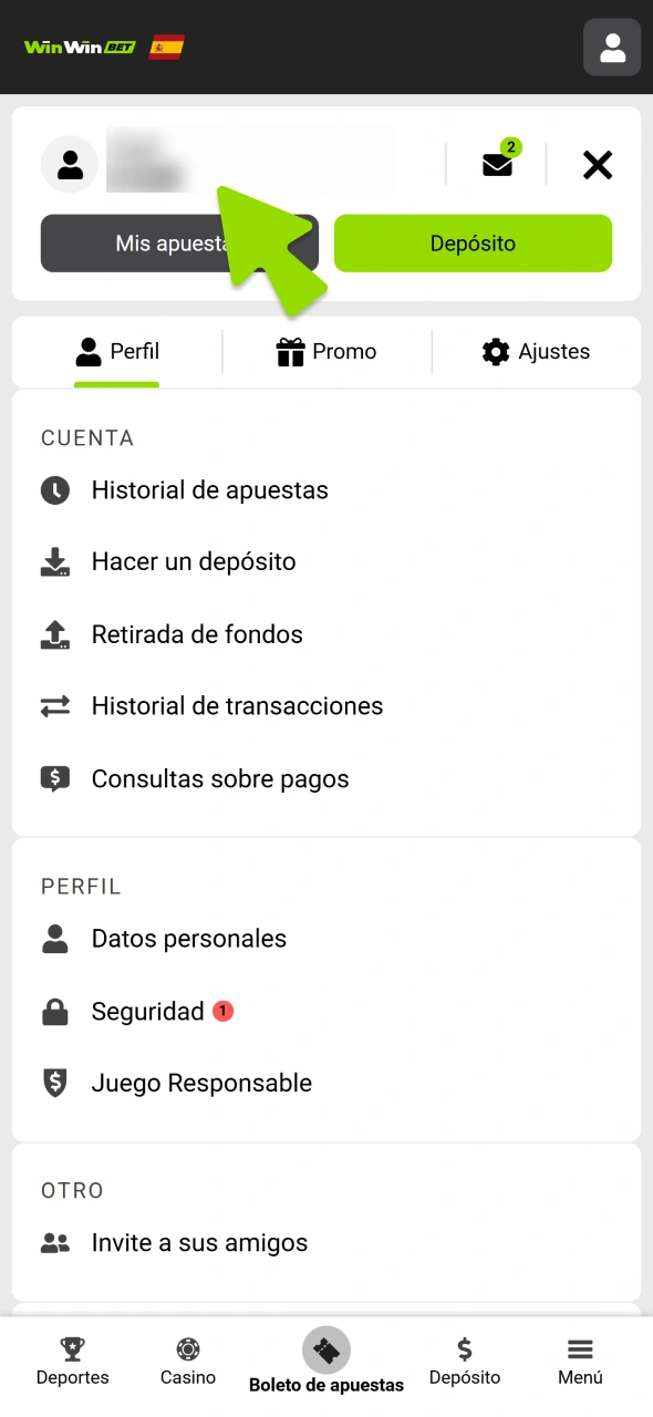 Espera unos segundos a que se actualice tu monedero WinWin.