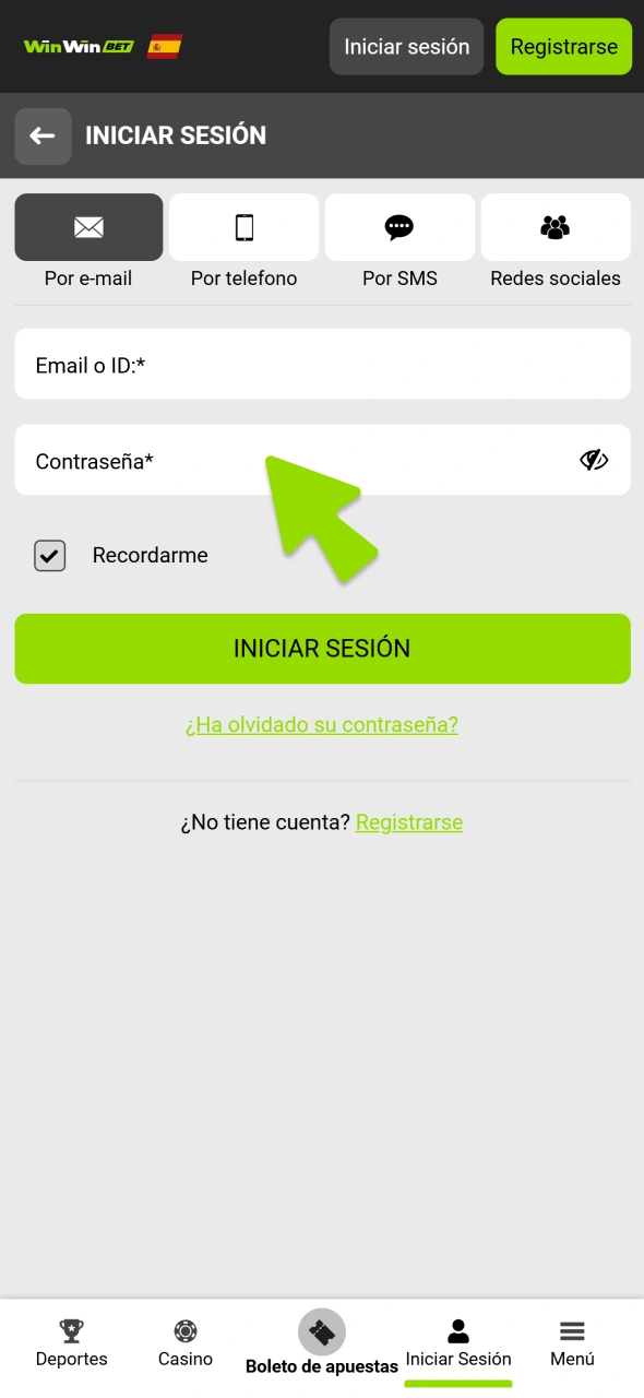 Inicia sesión en tu cuenta WinWin para retirar fondos.
