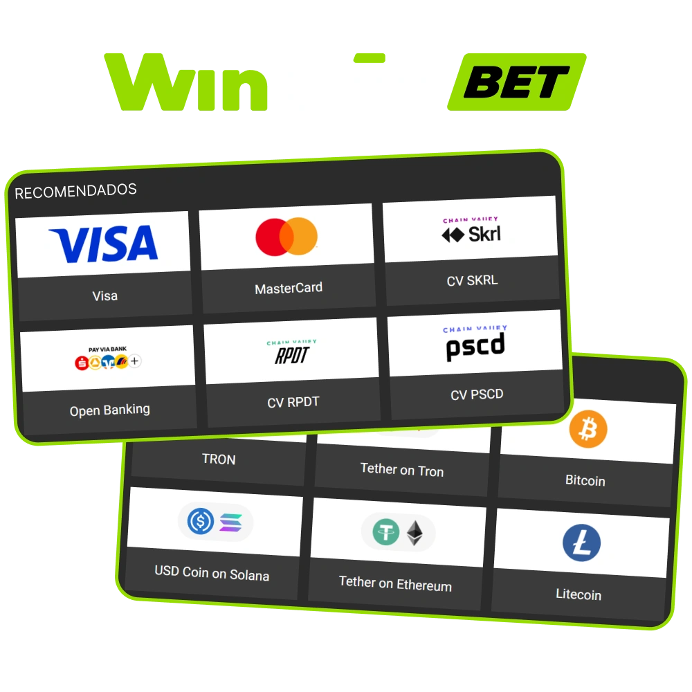 Utiliza los métodos de depósito y retiro seguros y rápidos de WinWin para todas tus transacciones.