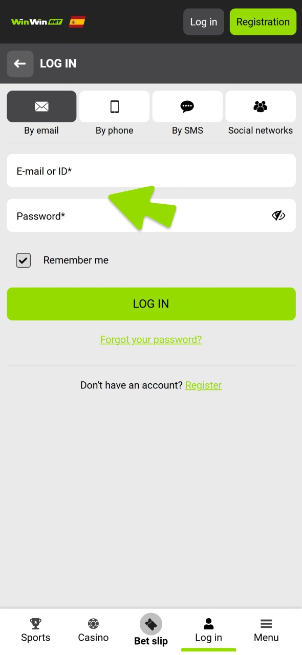 Login to your WinWIn account to make a deposit.