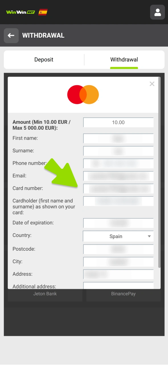 Fill in other form fields at WinWin.