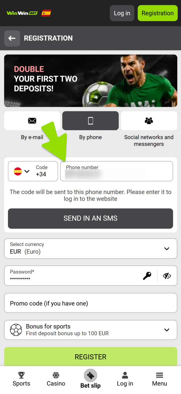 Fill all fields at the WinWin registration form.