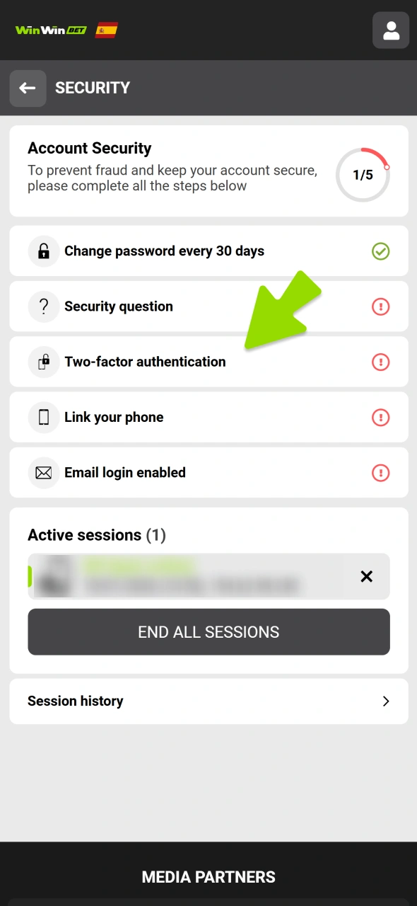 Secure your WinWin account with provided options.