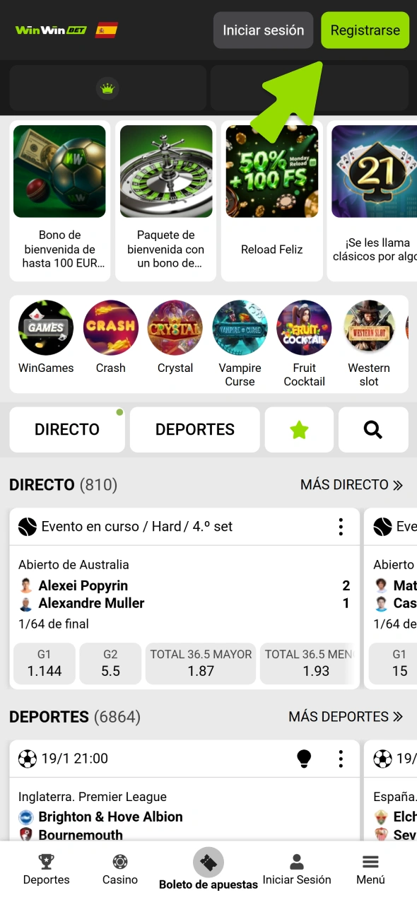 Abra el formulario de registro desde el menú de WinWin.