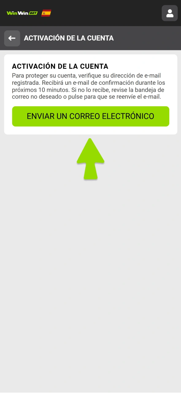 Verifique su número de teléfono o correo electrónico para activar su cuenta de WinWin.