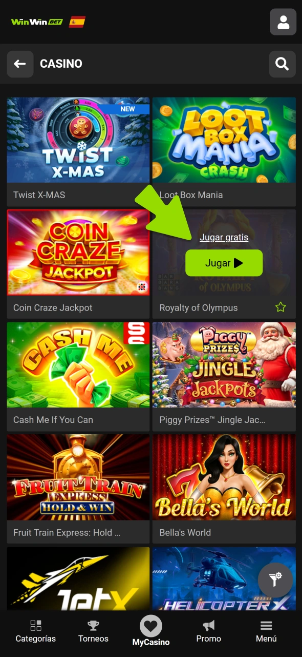 Elige la versión demo o juega con dinero real en el casino WinWin.