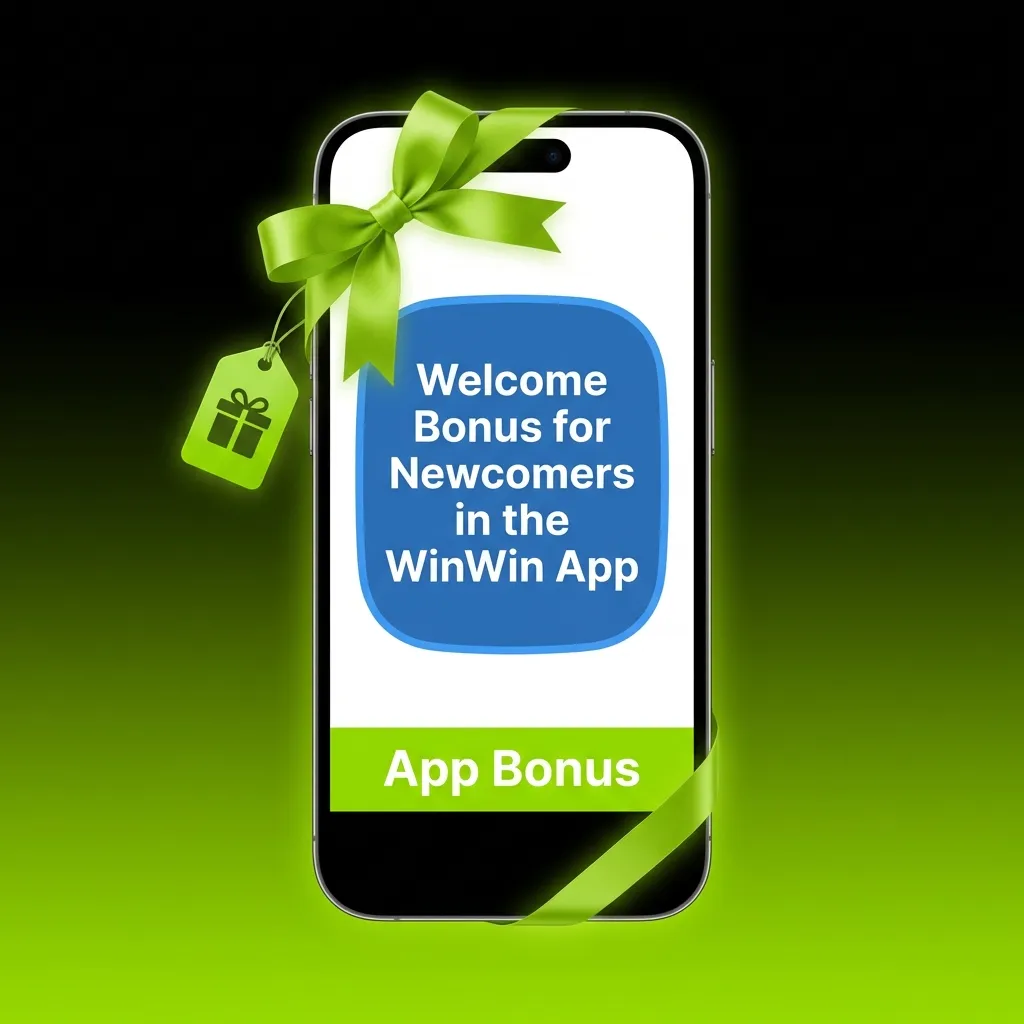 WinWin App welcome bonus screen showing registration options for sports betting and casino bonuses with deposit offers