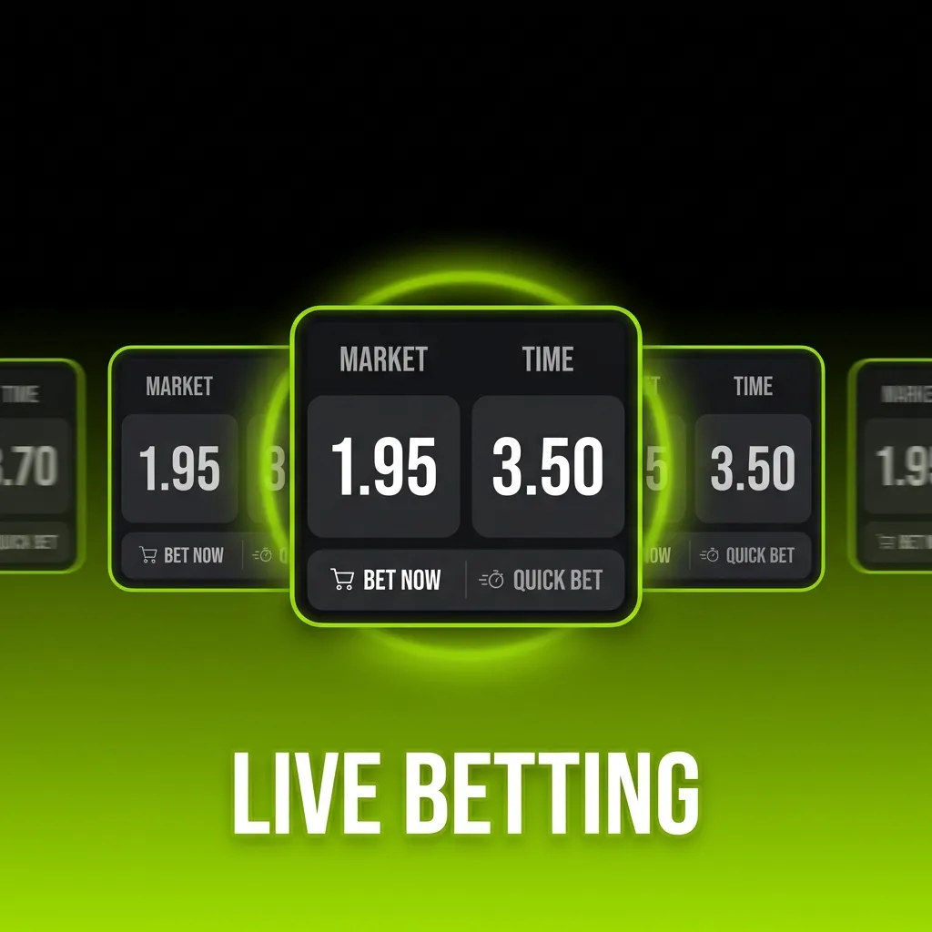 Live betting interface showing real-time odds updates and in-play sports markets with streaming options