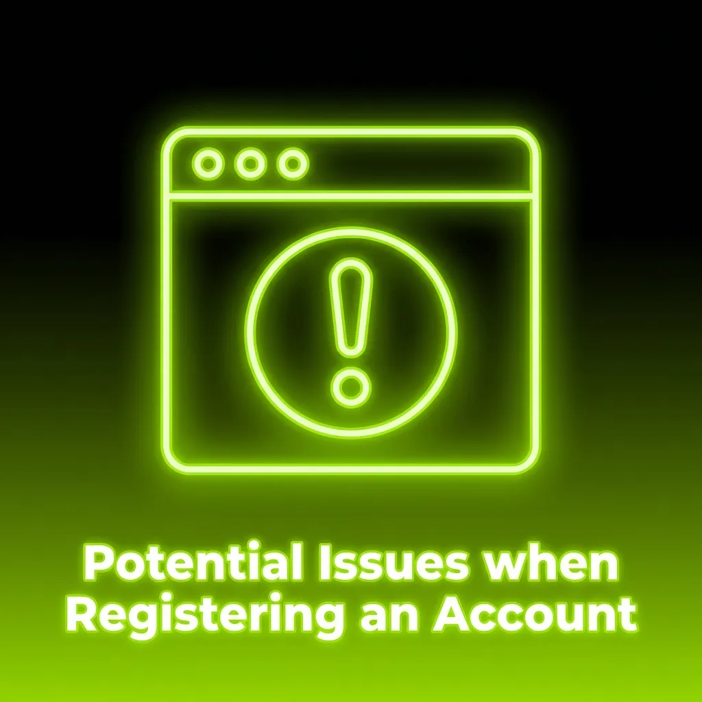 Troubleshooting guide showing common account registration errors and solutions for signup issues