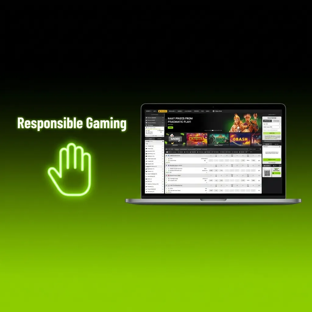 Gaming platform interface showing responsible gambling tools including deposit limits, session timers, and self-exclusion options